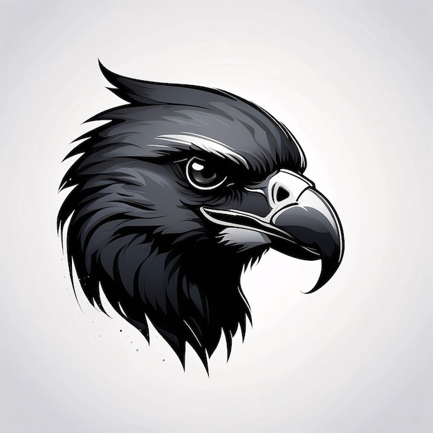 Minimalistisch slank en eenvoudig Falcon Head Illustratie Logo Design Idea