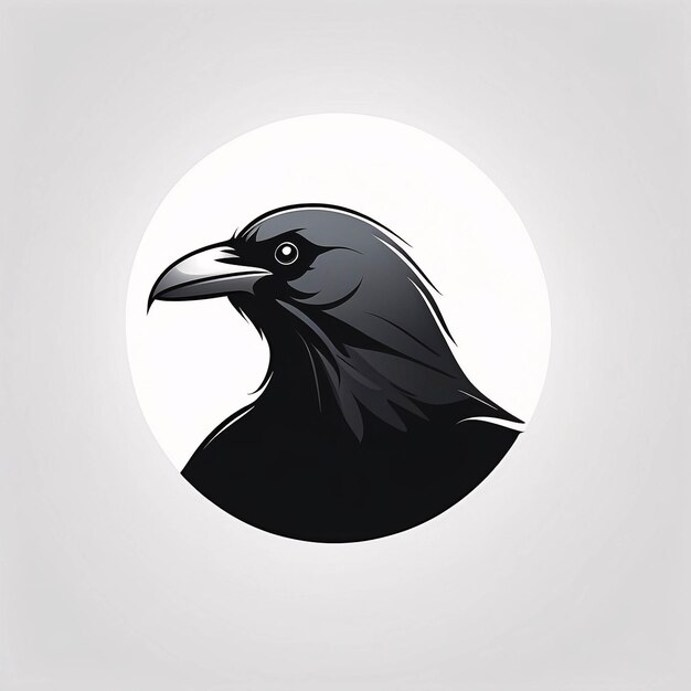 Minimalistisch slank en eenvoudig Raven Crow Illustratie Logo Design Idea