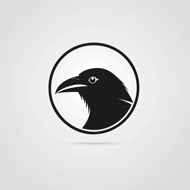 Minimalistisch slank en eenvoudig Raven Crow Illustratie Logo Design Idea