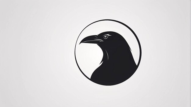 Minimalistisch slank en eenvoudig Raven Crow Illustratie Logo Design Idea