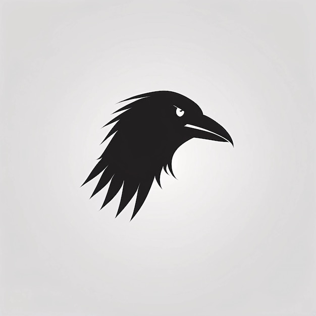 Minimalistisch slank en eenvoudig Raven Crow Illustratie Logo Design Idea