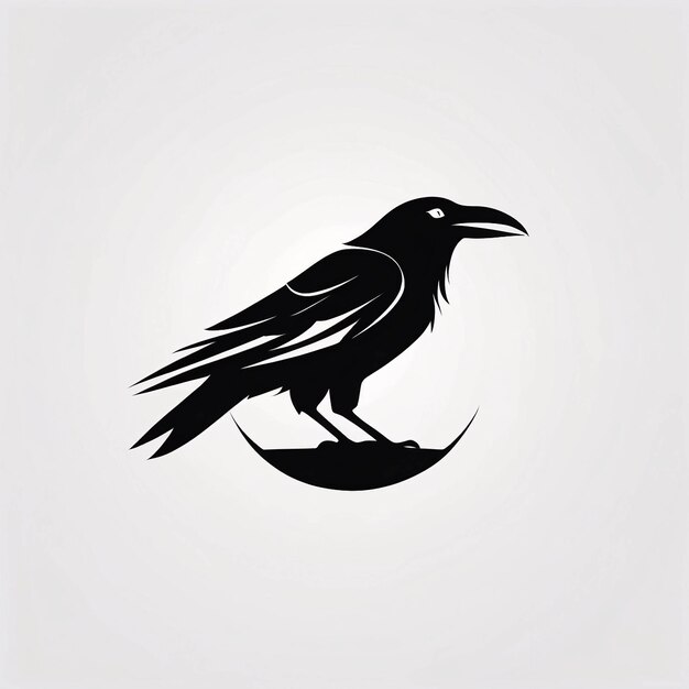 Foto minimalistisch slank en eenvoudig raven crow illustratie logo design idea