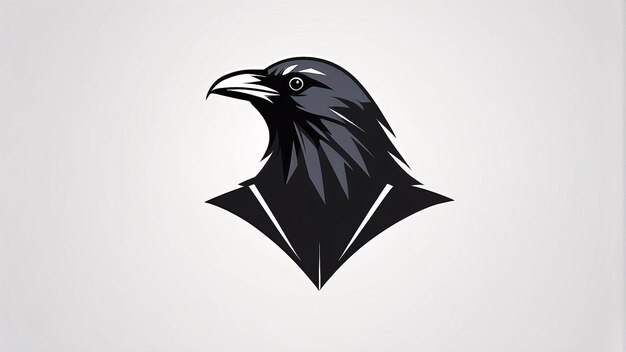 Foto minimalistisch slank en eenvoudig raven crow illustratie logo design idea