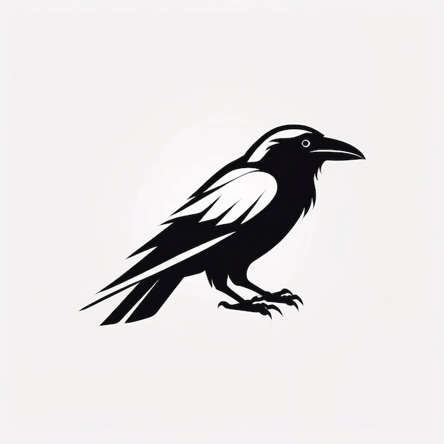 Foto minimalistisch slank en eenvoudig raven crow illustratie logo design idea