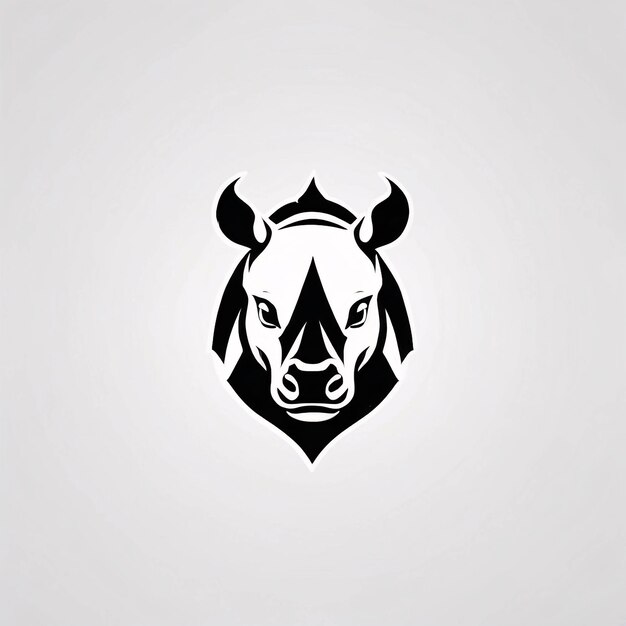 Minimalistisch slank en eenvoudig zwart-wit hoofd neushoorn lijnkunst illustratie logo ontwerp idee