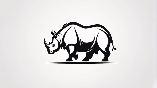 Minimalistisch slank en eenvoudig zwart-wit neushoorn lijnkunst illustratie logo ontwerp idee