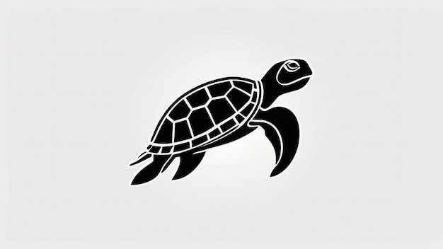 Minimalistisch slank en eenvoudig zwart-wit Trutle Line Art Illustratie Logo Design Idea
