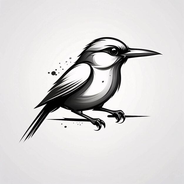 Minimalistisch slanke en eenvoudige vogel perch op een twijg van een boom illustratie logo ontwerp idee