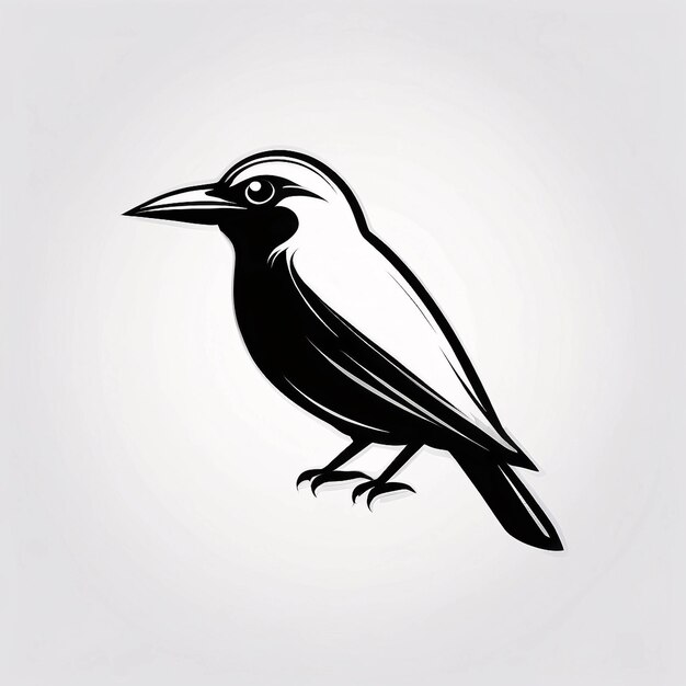 Minimalistisch slanke en eenvoudige vogel perch op een twijg van een boom illustratie logo ontwerp idee