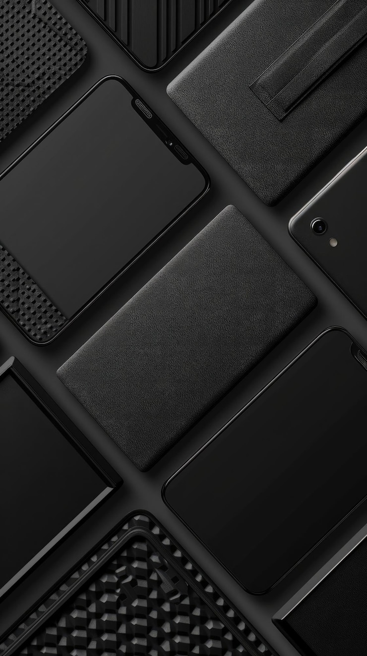 Foto minimalistisch telefoon behang helemaal zwart