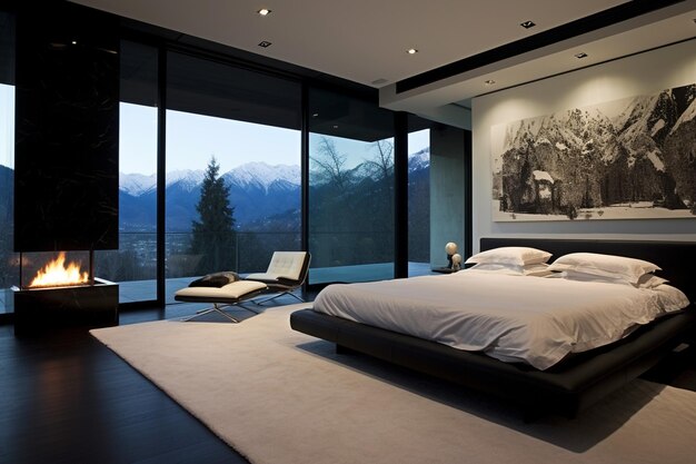 Foto minimalistisch verfijnd interieurontwerp van de slaapkamer
