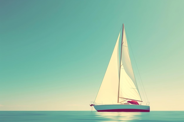Minimalistisch zeilboot icoon zeilen met een heldere lucht op de achtergrond oproepen vrede en eenvoud