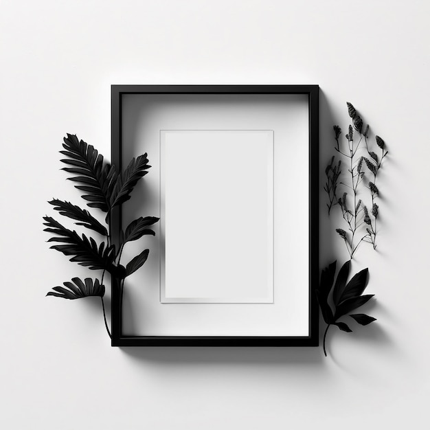 Minimalistisch zwart frame mockup op witte achtergrond Kan worden gebruikt in het interieur van de kamermuur