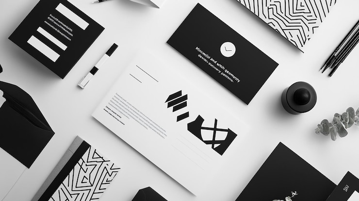 Foto minimalistisch zwart-wit papierwerk mockup