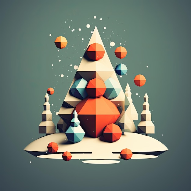 Minimalistische 3d kerstboom voor kerstachtergrond