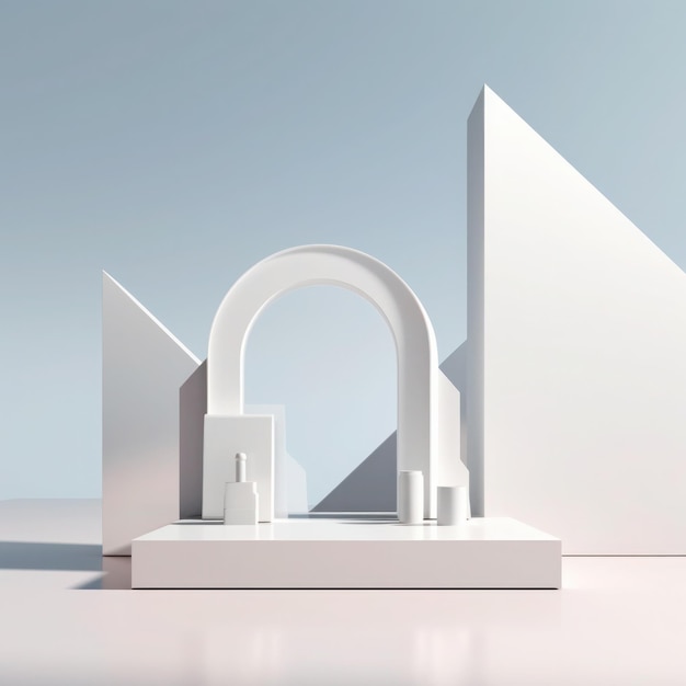 Minimalistische 3D-scène met eenvoudige vormen