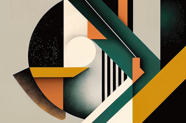 Minimalistische abstracte kunst met gedurfde lijnen en gedempte kleuren