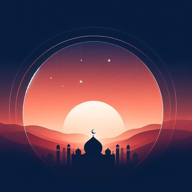 Foto minimalistische achtergrond met gradiënt die zonsondergang vertegenwoordigt die de tijd van de iftar tijdens de ramadan symboliseert
