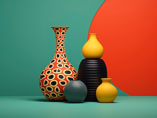Minimalistische Afrikaanse compositie in 3D-stijl