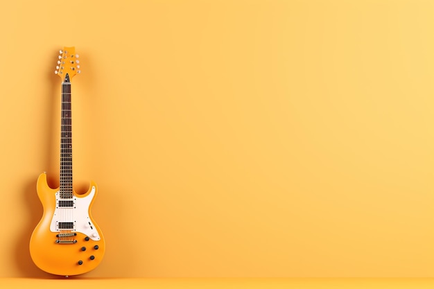 Minimalistische banner achtergrond met een elektrische gitaar aan de zijkanten