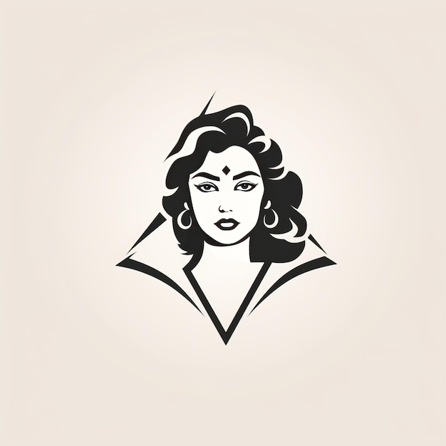 Minimalistische beeldhouwer Een schoon en elegant driehoekig logo met een klassiek Indiase meisje