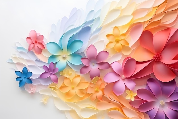 Minimalistische bloemen abstractie op een gewone pastel regenboog