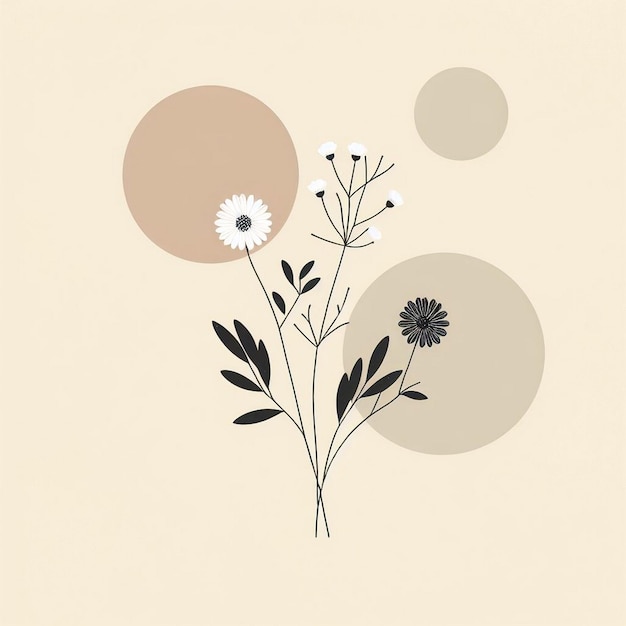 Foto minimalistische bloemen met crème achtergrond illustratie