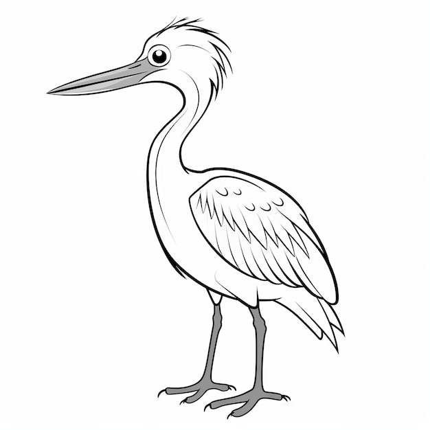 Minimalistische Cartoon Heron kleurplaat voor kinderen