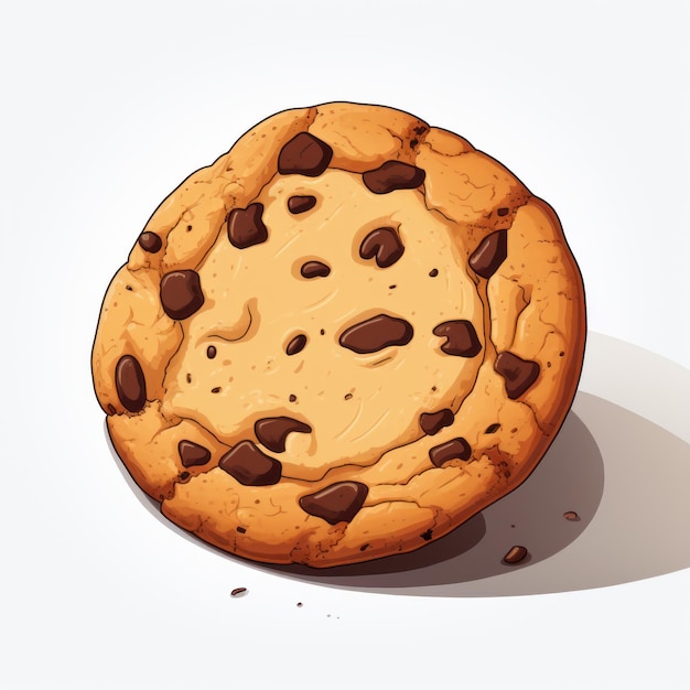 Minimalistische cartoon illustratie van een chocoladekoekje