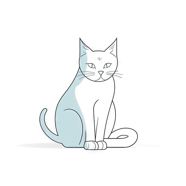 Minimalistische cartoon kat op witte achtergrond