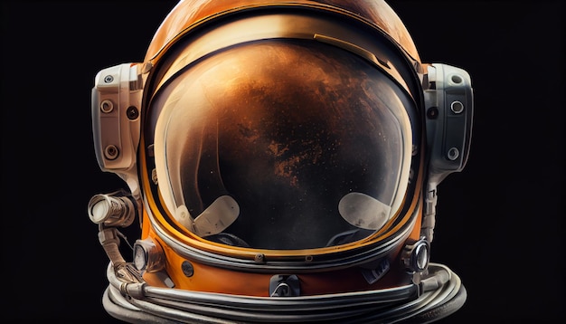 Minimalistische close-upillustratie van astronautenhelm Vooraanzicht Futuristische esthetiek en is perfect voor projecten die verband houden met ruimteverkenning, sciencefiction of technologie