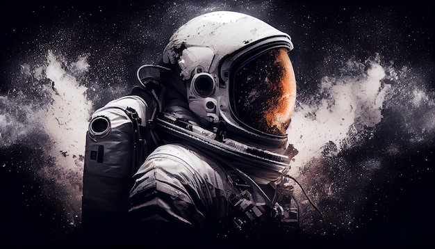 Minimalistische close-upillustratie van een astronaut met helm Futuristische esthetiek en is perfect voor projecten die verband houden met ruimteverkenning, sciencefiction of technologie