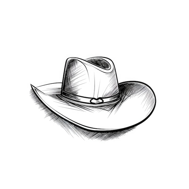 Minimalistische cowboyhoed lijntekeningen op witte achtergrond