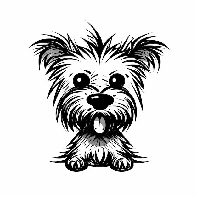 Foto minimalistische doodle van de speelse yorkshire terrier