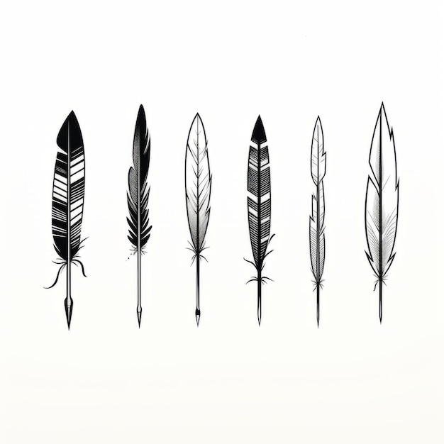 Minimalistische Feather Tattoo Illustratie Fijne details en rustiek realisme