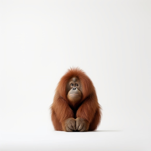 Minimalistische foto van een schattige orang-oetan in Japanse minimalisme stijl