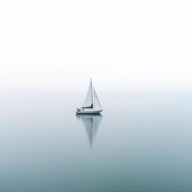 Minimalistische fotografie van een zeilboot