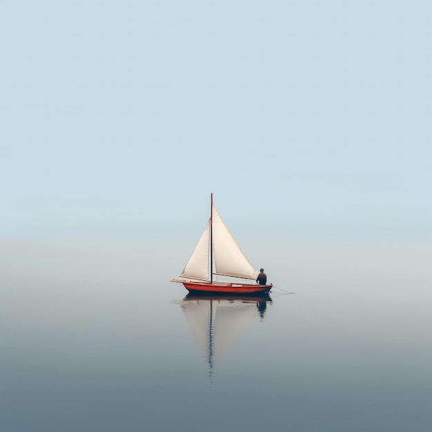 Minimalistische fotografie van een zeilboot