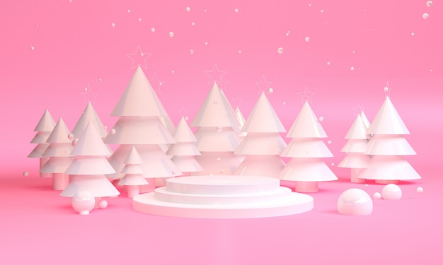 Minimalistische geometrische scène met kerstthema's