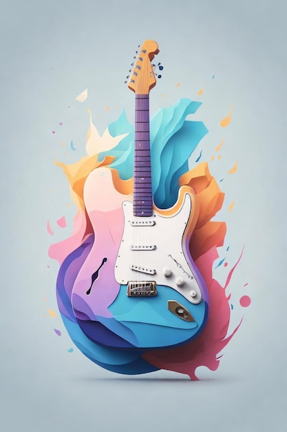 Minimalistische gitaar vector kunst logo illustratie