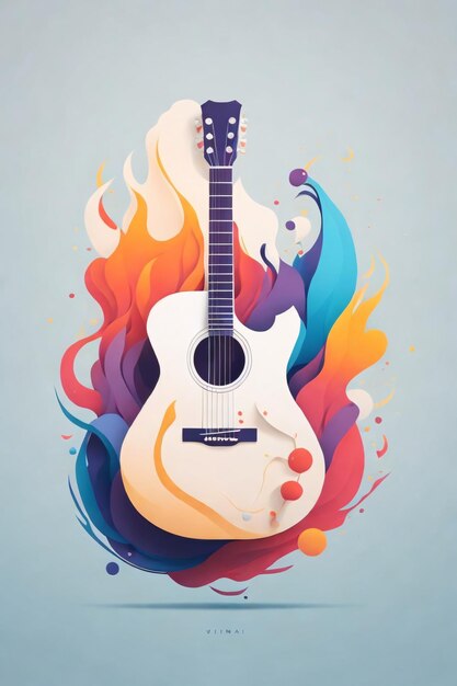 Foto minimalistische gitaar vector kunst logo illustratie