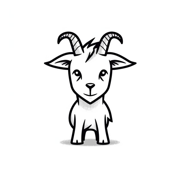 Minimalistische Goat Cartoon Doodle Line Art