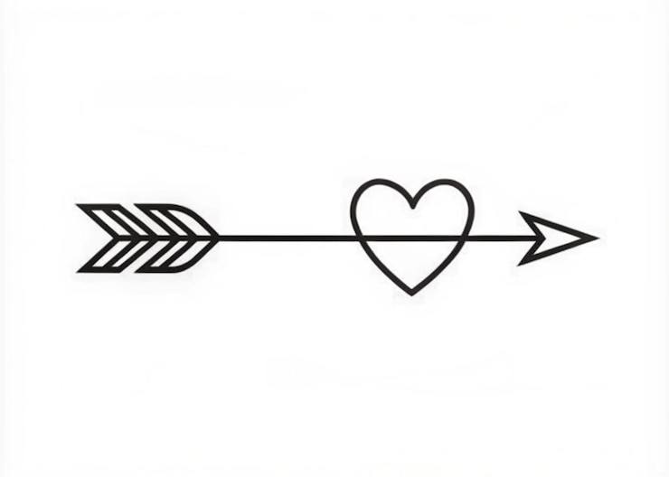 Foto minimalistische hart en pijl tatoeage ontwerpen liefde en richting iconen