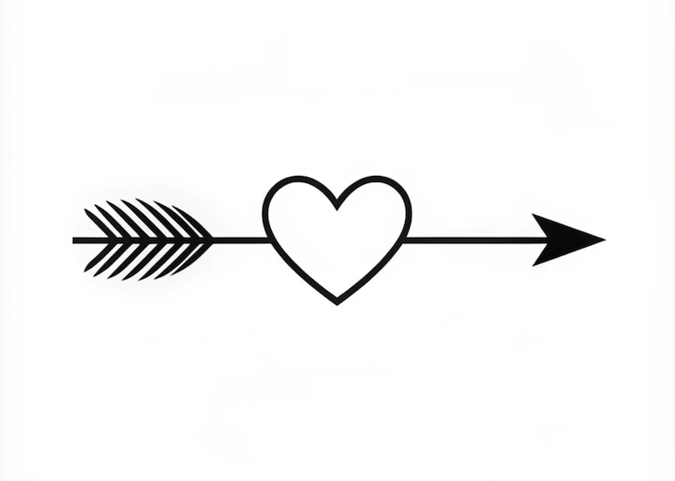 Foto minimalistische hart en pijl tatoeage ontwerpen liefde en richting iconen