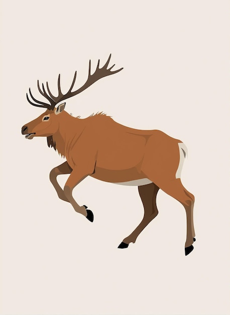 Minimalistische illustratie een eland die loopt