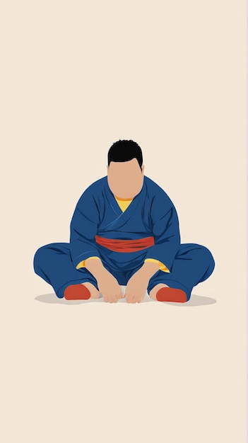 Foto minimalistische illustratie een man in een kimono kim