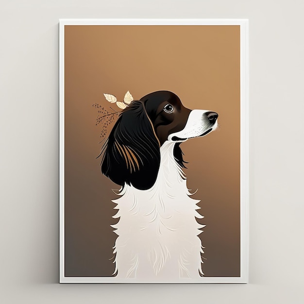 Minimalistische illustratie van een hond met zachte kleurelementen Generatieve AI