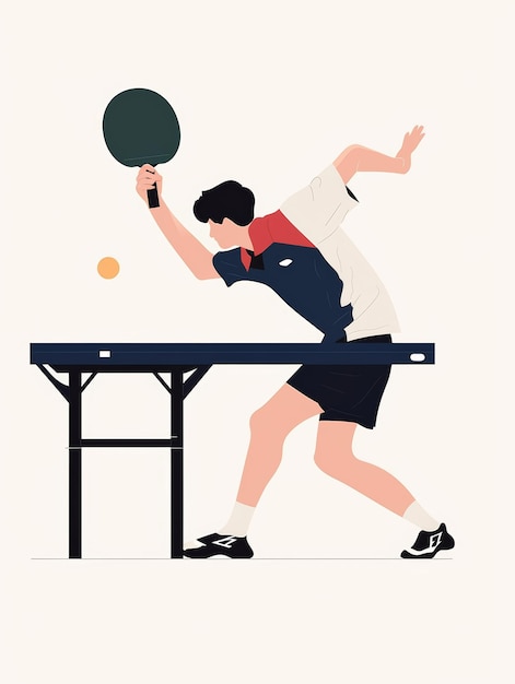 Foto minimalistische illustratie van een man die tafeltennis speelt generatieve ai