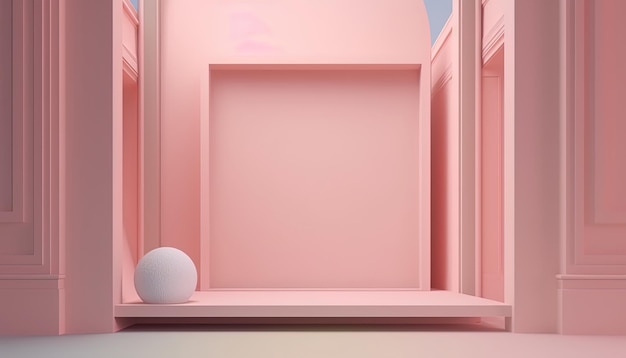 Minimalistische interieurkamer mock-up lege muur roze kleur en zacht licht