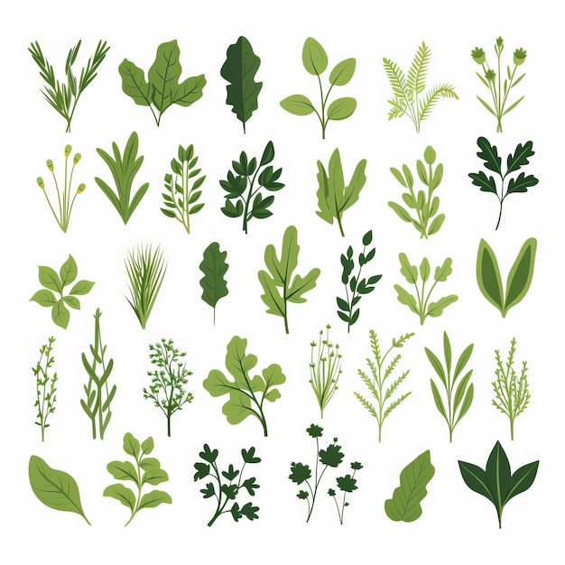 Minimalistische kruiden set Vector Svg Flat Animation Asset
